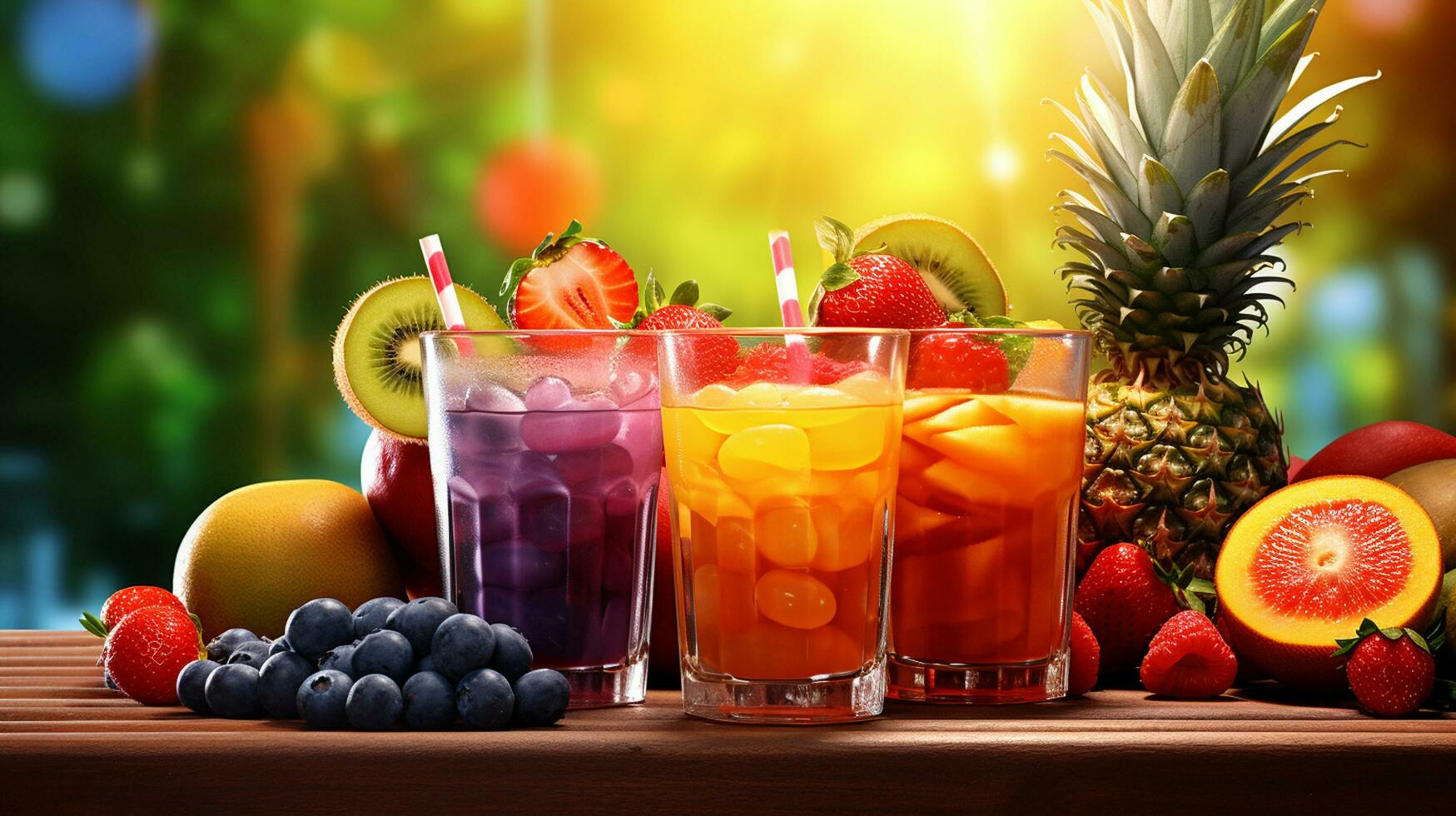 a front view fresh fruit cocktails with fresh fruit slices ice cooling on blue drink juice co free photo 1